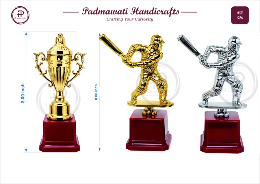 Cricket Trophy Set — Cup & Batsman Figurines (PH-526)