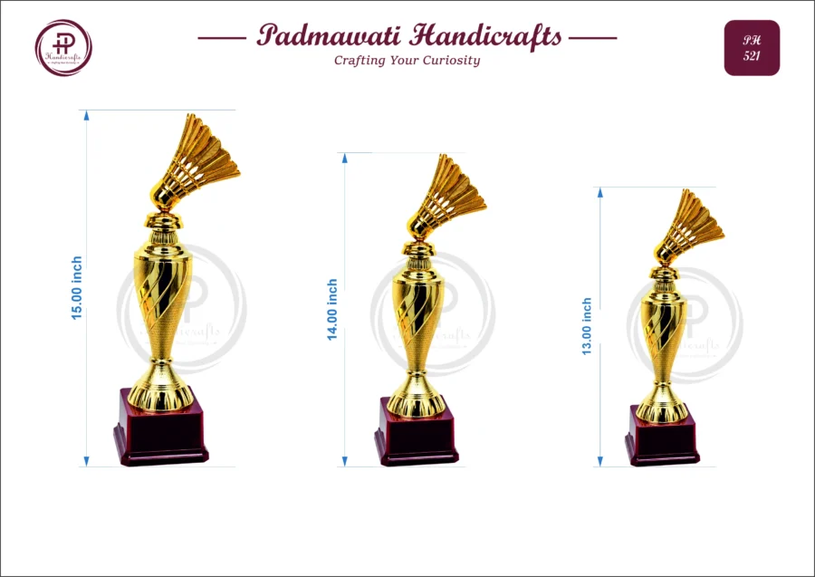 Gold Badminton Shuttlecock Trophy (PH-521)