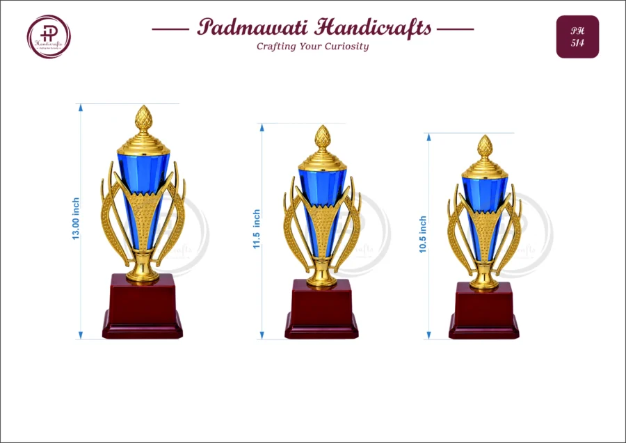 Gold & Blue Flame-Handle Trophy Cup (PH-514)
