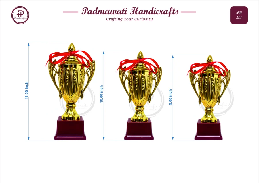 Gold Classic Trophy Cup with Feather Handles (PH-501)