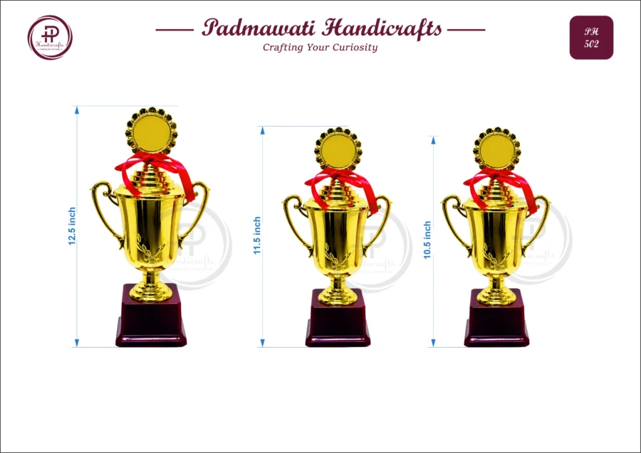 Gold Trophy Cup with Medallion Crown (PH-502)